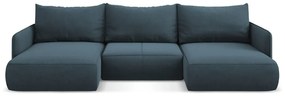 Kék kinyitható-tárolóhelyes sarokkanapé Nanea – Makamii