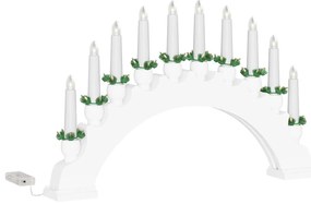 Karácsonyi gyertyatartó ív 10 LED gyertyával Fehér