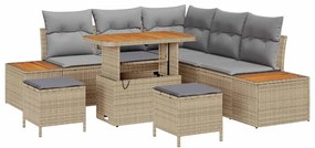 vidaXL Kerti Kanapé Szett párnával tárolóval 8 pcs Bézs Poli rattan