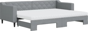 vidaXL világosszürke kihúzható szövet heverő matracokkal 80 x 200 cm