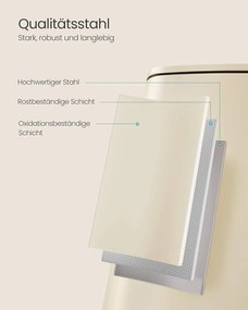 Konyhai szemetes, 30 literes, pedálos kuka, acél, 28,5 x 28,3 x 49,5 cm, homokbézs