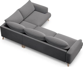 Szürke bársony sarokkanapé (jobb oldali-L alakú) Naomi – Micadoni