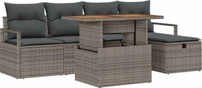 vidaXL Kerti Kanapé Szett 6 pcs Szürke polirattan