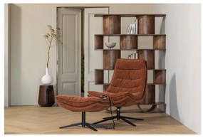 Barna forgó zsenília fotel lábtartóval Kube – WOOOD