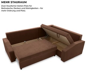 Grande Plus sarokkanapé, jobboldali, szövet anyag, barna