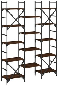 barna tölgyszínű szerelt fa könyvespolc 127,5x28,5x172,5 cm