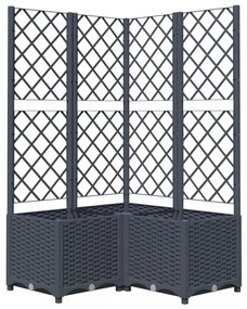 sötétszürke PP rácsos kerti ültetőláda 80 x 80 x 136 cm