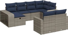 vidaXL 10 részes szürke polyrattan kerti ülőgarnitúra párnákkal