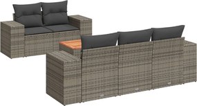 vidaXL 6 részes szürke polyrattan kerti ülőgarnitúra párnákkal