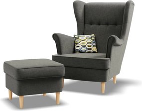 Uszak fotel, fonott, fekete