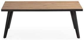 Fekete-natúr színű dohányzóasztal tölgyfa dekoros asztallappal 60x120 cm Sindi – Marckeric