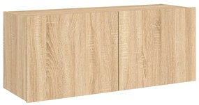 sonoma tölgy színű fali TV-szekrény LED-ekkel 100 x 35 x 41 cm