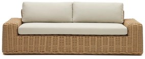 Krémszínű-natúr színű műrattan kerti kanapé Portlligat – Kave Home
