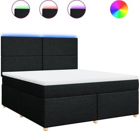 vidaXL fekete szövet rugós ágy matraccal 180 x 200 cm