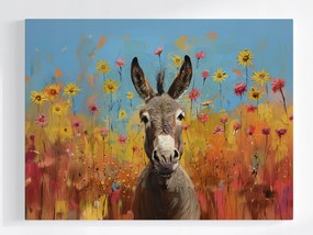 Poszter Állat Portré Szamár Rét Virágok 100x75