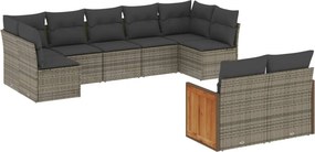 vidaXL 9 részes szürke polyrattan kerti ülőgarnitúra párnákkal