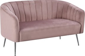 Design kétszemélyes kanapé, rózsaszín Velvet szövet/króm-ezüst, BAGY