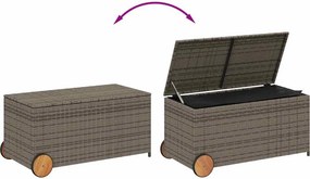 vidaXL szürke polyrattan kerti tárolóláda kerekekkel 190 L