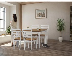 Étkezőszett 4 székkel, 120×75×75 cm, Tölgy Furnér. VESPA OAK