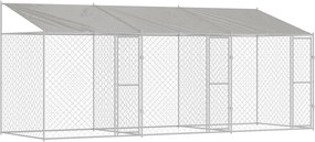 vidaXL Kutya ketrec tetővel Ezüst 600 x 200 x 256 cm Acél és PE