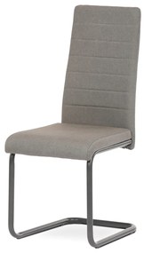 Scaun de dining cu spătar sleigh de culoare trufașă, cu tapițerie din țesătură și picioare din metal antracit. DCL-400