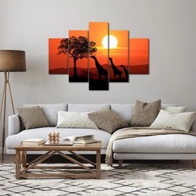 Zsiráfok képe naplementekor (150x105 cm)