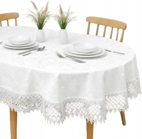 Abrosz Ovális asztalra Fehér ovális gipiur csipke 140X240 foltálló