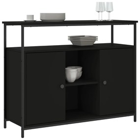 fekete szerelt fa tálalószekrény 100 x 35 x 80 cm
