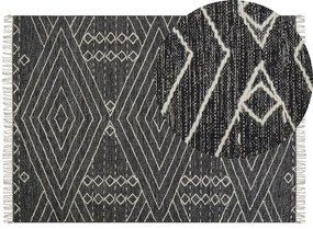 Fekete és fehér pamutszőnyeg 140 x 200 cm KHENIFRA Beliani