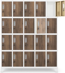 BHP szociális szekrény rekeszekkel, fehér / dió, 1360x1720x450 mm: ROBERT Eco Design