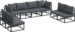 vidaXL Kerti Kanapé Szett párnával 8 pcs Fekete Alumínium