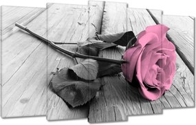 Vászonkép 100x60 Rózsa világos deszkákon