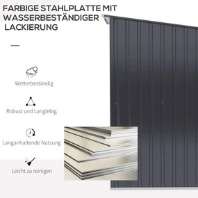 Outsunny kerti fészer, szerszámoskamra 100 x 103 x 160 cm acél, sötétszürke