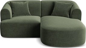 Zöld bársony sarokkanapé (jobb oldali-heverő résszel) Campi – Cosmopolitan Design