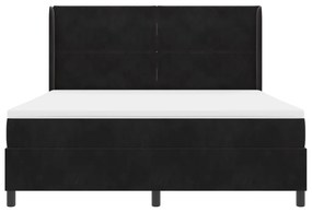 Boxspring Ágy Matraccal és LED Fénnyel Fekete 180x200 cm Bársony