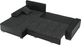 Sarokülőgarnitúra, fekete/fekete melír, TRAMP