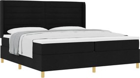 vidaXL Boxrugós ágy matracmal fejtámlával Fekete 200 x 200 cm szövet