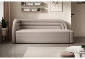 Bézs bársony kinyitható-tárolóhelyes kanapé bal oldali 223 cm Fabillo – ELTAP