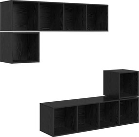 vidaXL TV szekrény garnitúra 4 pcs Fekete tölgy Faanyag