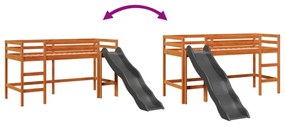 barna tömör fenyőfa gyerek-galériaágy matrac nélkül 80 x 200 cm