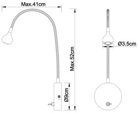Globo 24109W - LED flexibilis lámpa SERPENT 1xLED/3W/230V