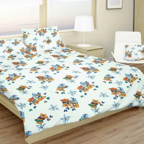 Pamut gyerek ágynemű Játékmackók fehér TiaHome - 1x Párna 90x70cm, 1x Paplan 140x200cm
