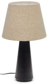 Fekete-bĂ©zs asztali lĂĄmpa textil bĂșrĂĄval (magassĂĄg 60 cm) Torrent â Kave Home