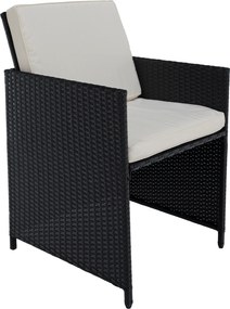 Kerti rattan szett, akácfa, fekete/krémszínű/természetes, MELFORD