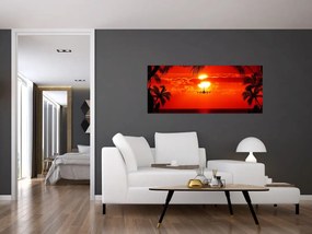 Kép - naplemente repülőgéppel (120x50 cm)