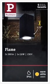 Paulmann 94328 - 2xLED/2,8W IP44 Kültéri fali lámpa FLAME 230V antracit