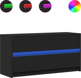 vidaXL fekete szerelt fa TV-szekrény LED-ekkel 100 x 34 x 50 cm