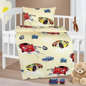 Bellatex pamut ágynemű Agata Racing cars sárga, 90x 135 cm, 45 x 60 cm, 45 x 60 cm