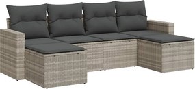 vidaXL 6 részes világosszürke polyrattan kerti ülőgarnitúra párnákkal