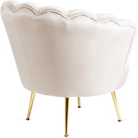 Elegáns Fotel Krém Bársony Kárpittal, Aranyszínű Lábakkal. ANGEL